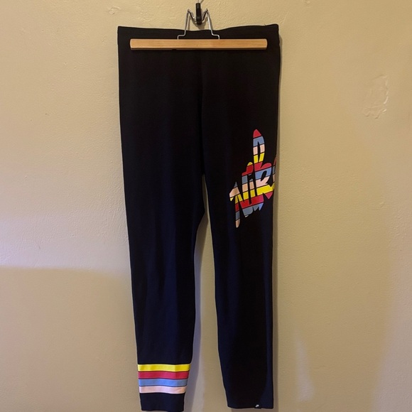 Nike Black Leggings with Colorful Stripes - Picture 1 of 4